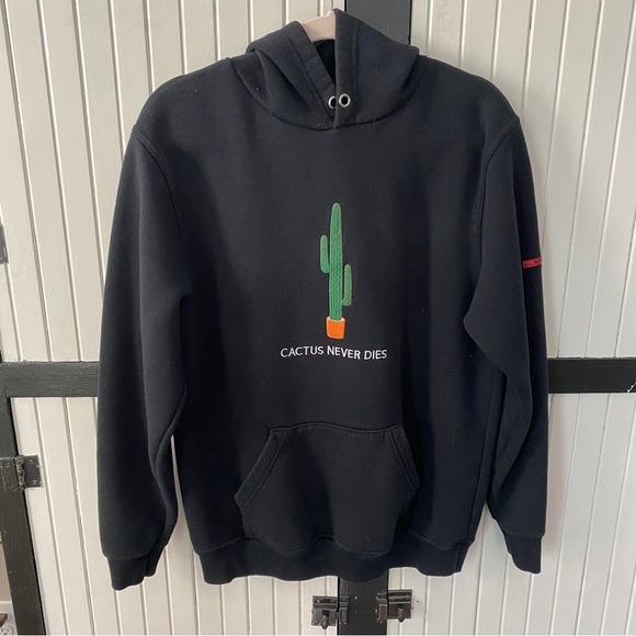Non-Sens CACTUS NEVER DIES Embroidered Pullover Hoodie Sweatshirt Size Large - Picture 1 of 7